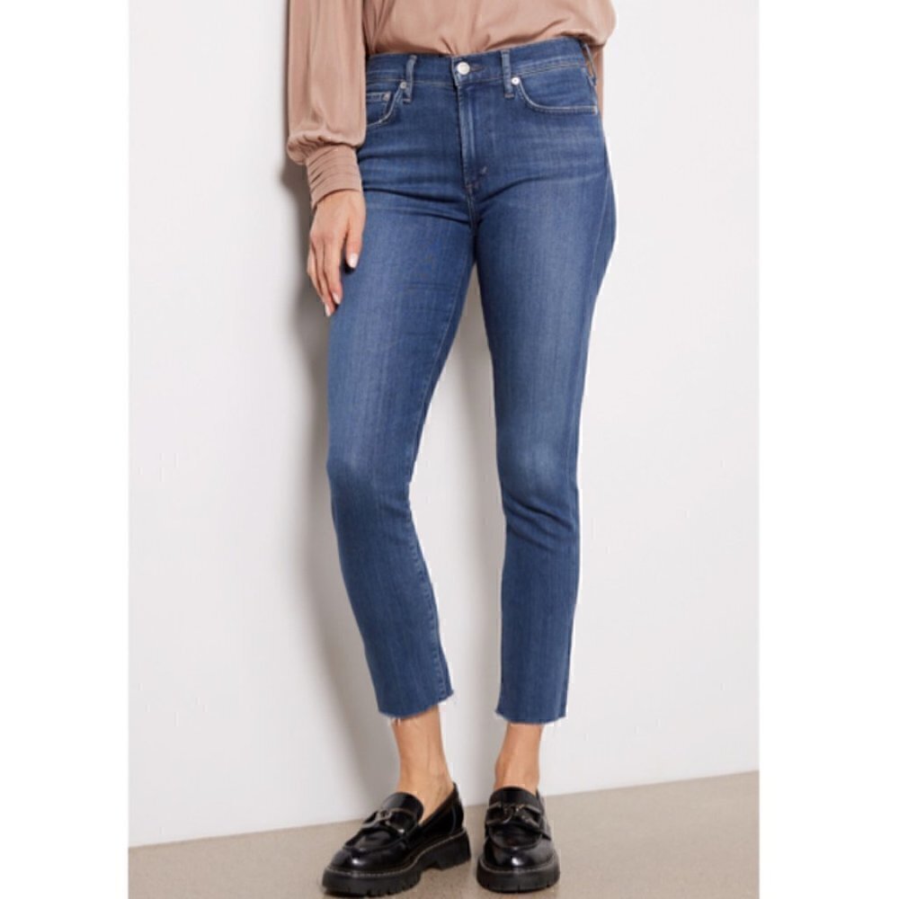 AGOLDE Sophie Crop Denim Jeans In Blue Wash 25​​​​​​​​​​​​​​​​​​​